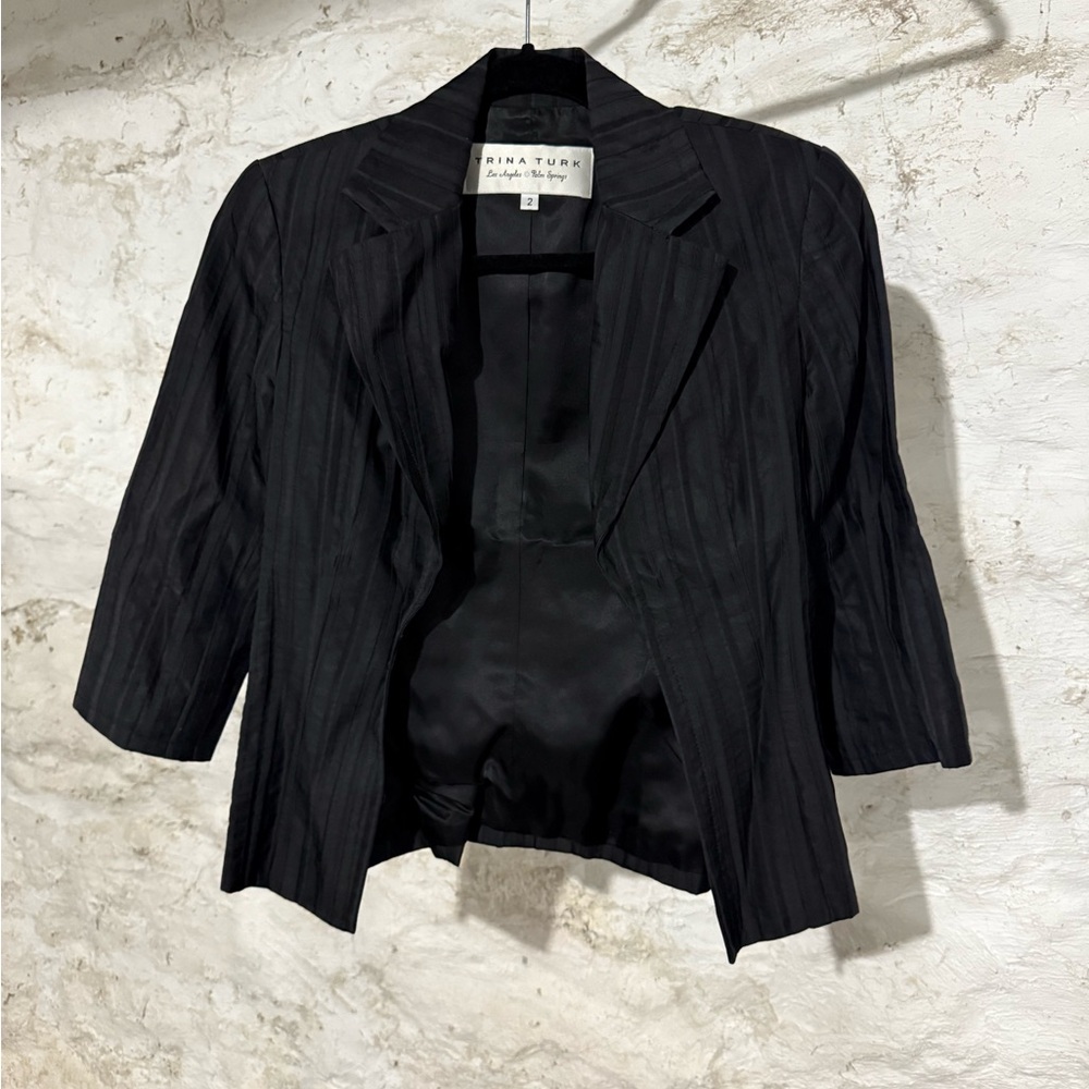 Trina Turk Black Pinstripe Blazer